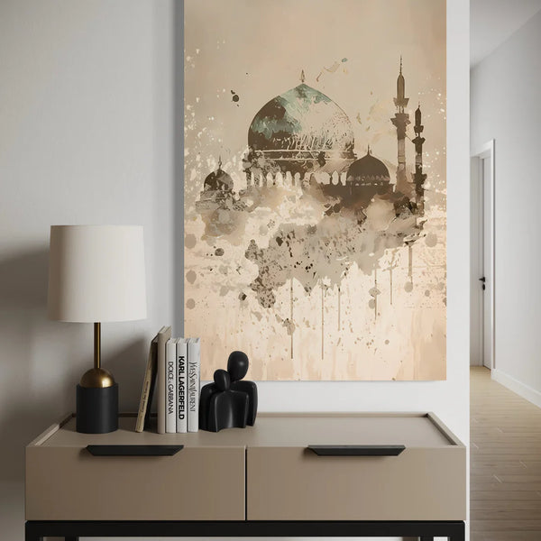 Abstract Mosque Canvas – Islamic Watercolor