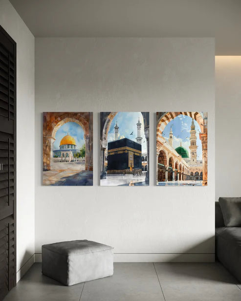 Al-Aqsa, Kaaba & Masjid an-Nabawi – Set of 3 Islamic Canvas