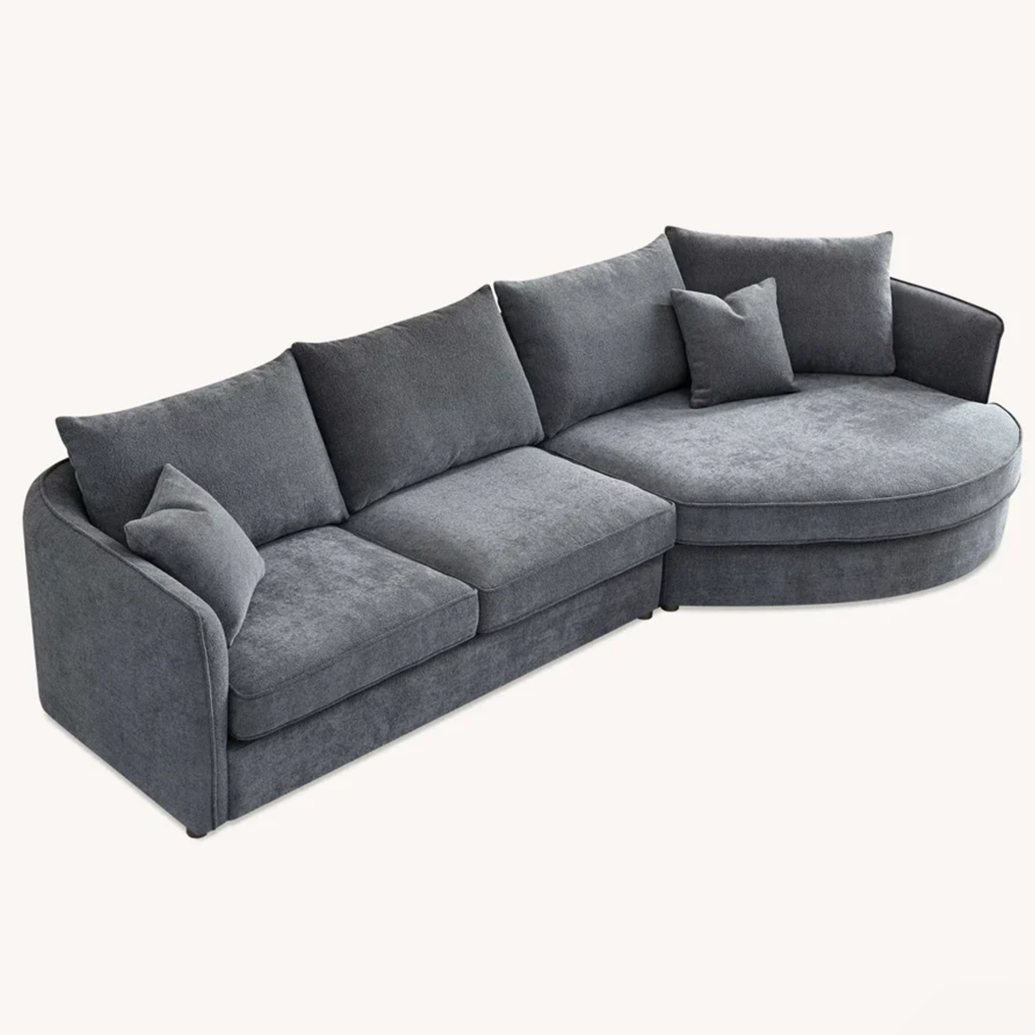 Aluxo Rubin Corner Chaise In Charcoal Boucle