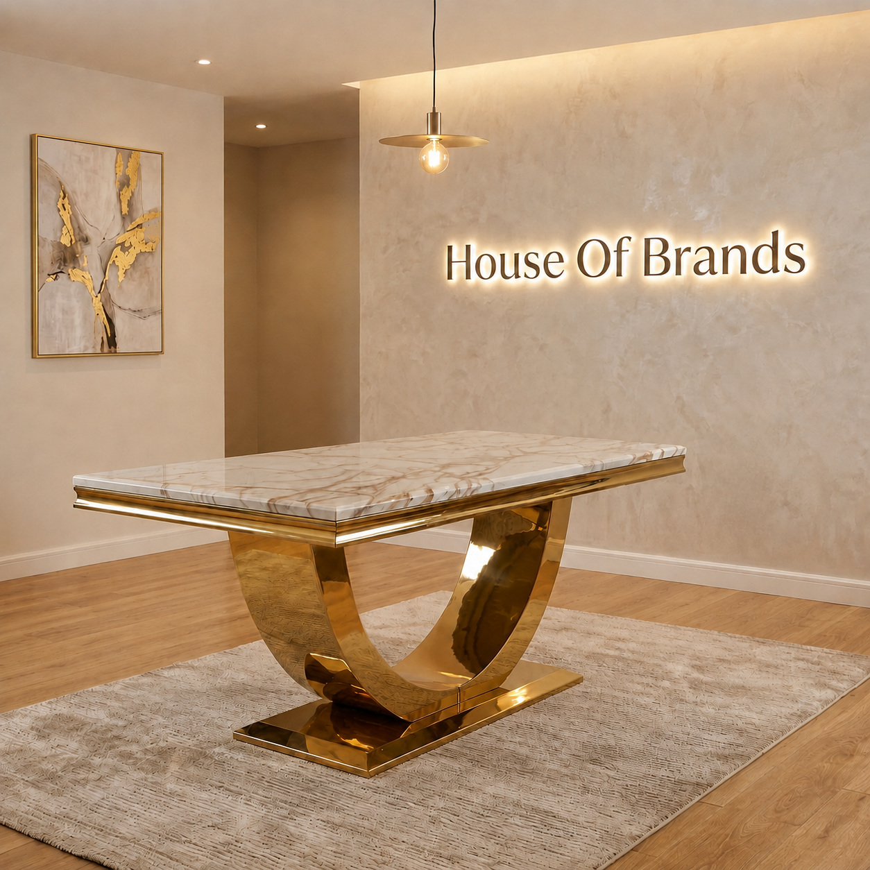 Arial Marble & Gold Dining Table