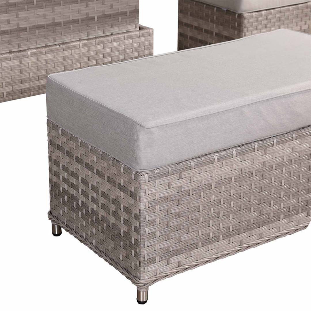 Monaco Luxe Large Left-Hand Corner Dining Set with Rising Fire Pit Table