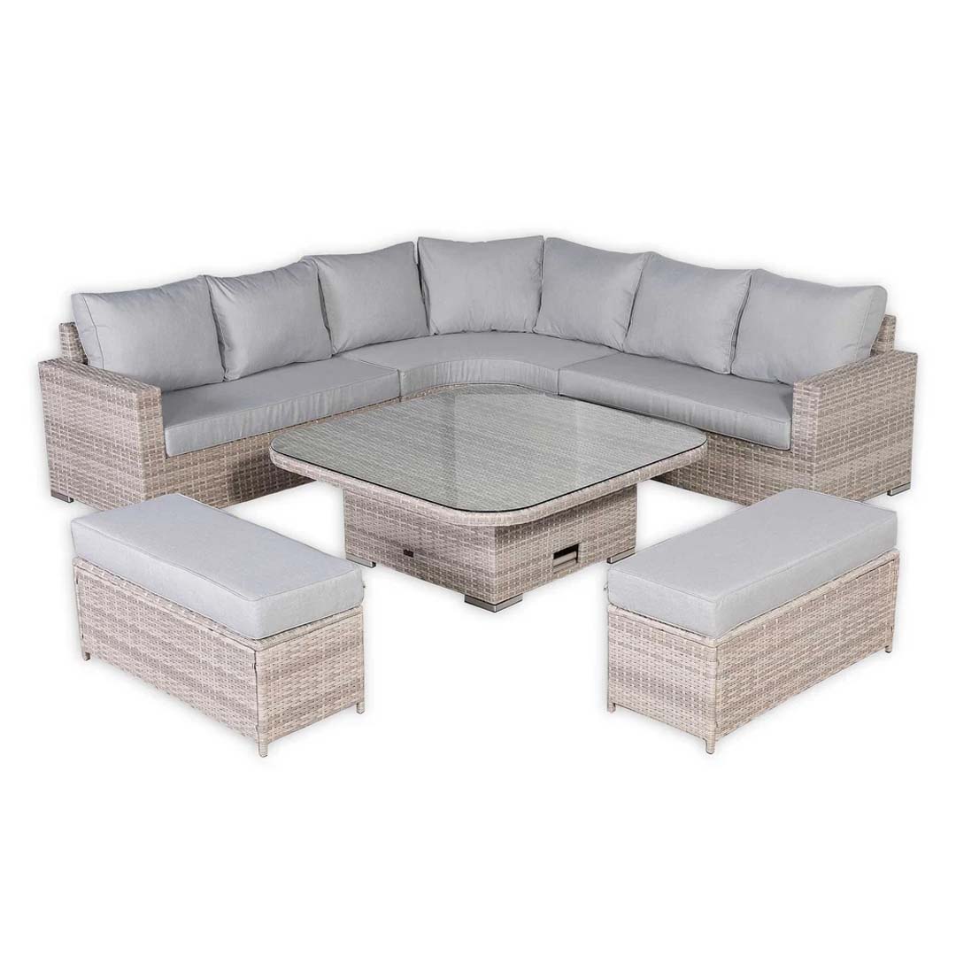 Santorini Large Equal Corner Dining Set with Rising Table