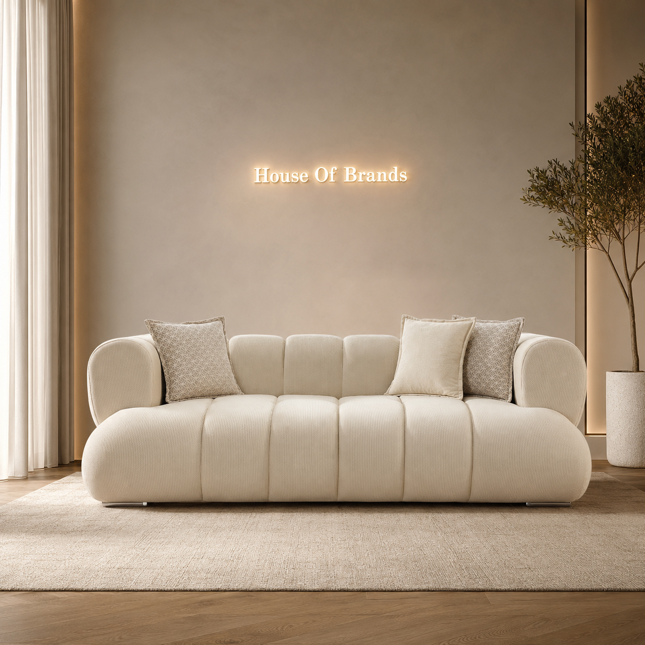 Arto Cloud Beige Bouclé Sofa Set