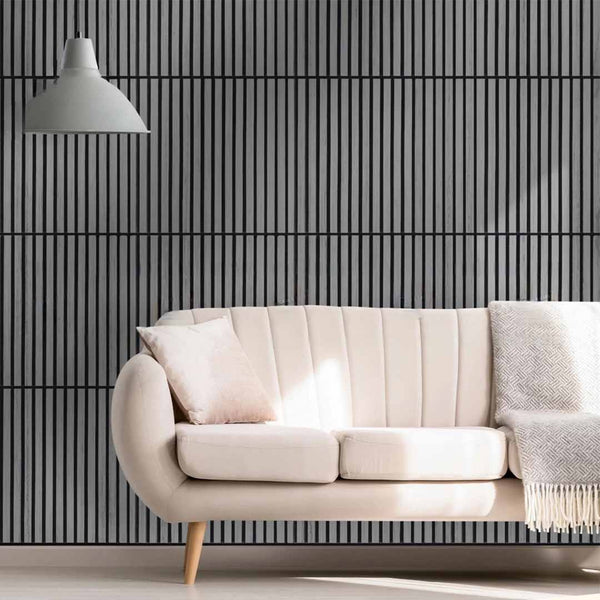 Acoustic Square 3D Slatted Wall Panels – Ash Grey Finish (Pack of 4 – 60 x 60cm Each)