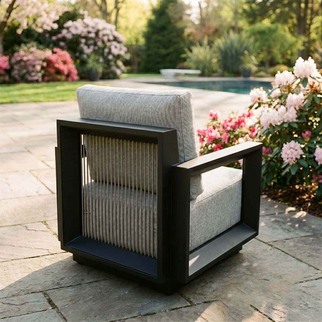 Astra 5 Seater Aluminium Garden Sofa Set - Black Outdoor Sofa