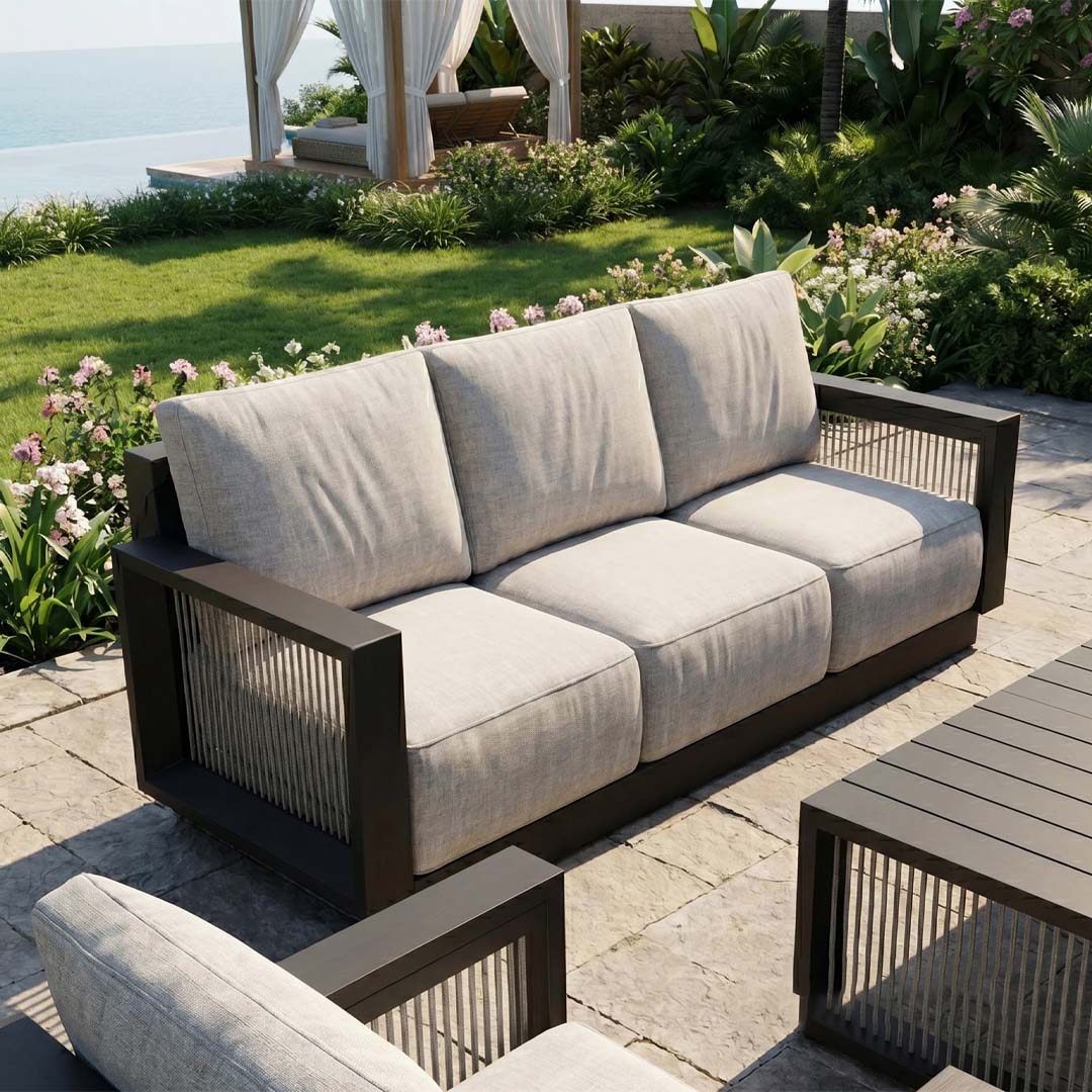 Astra 5 Seater Aluminium Garden Sofa Set - Black Outdoor Sofa