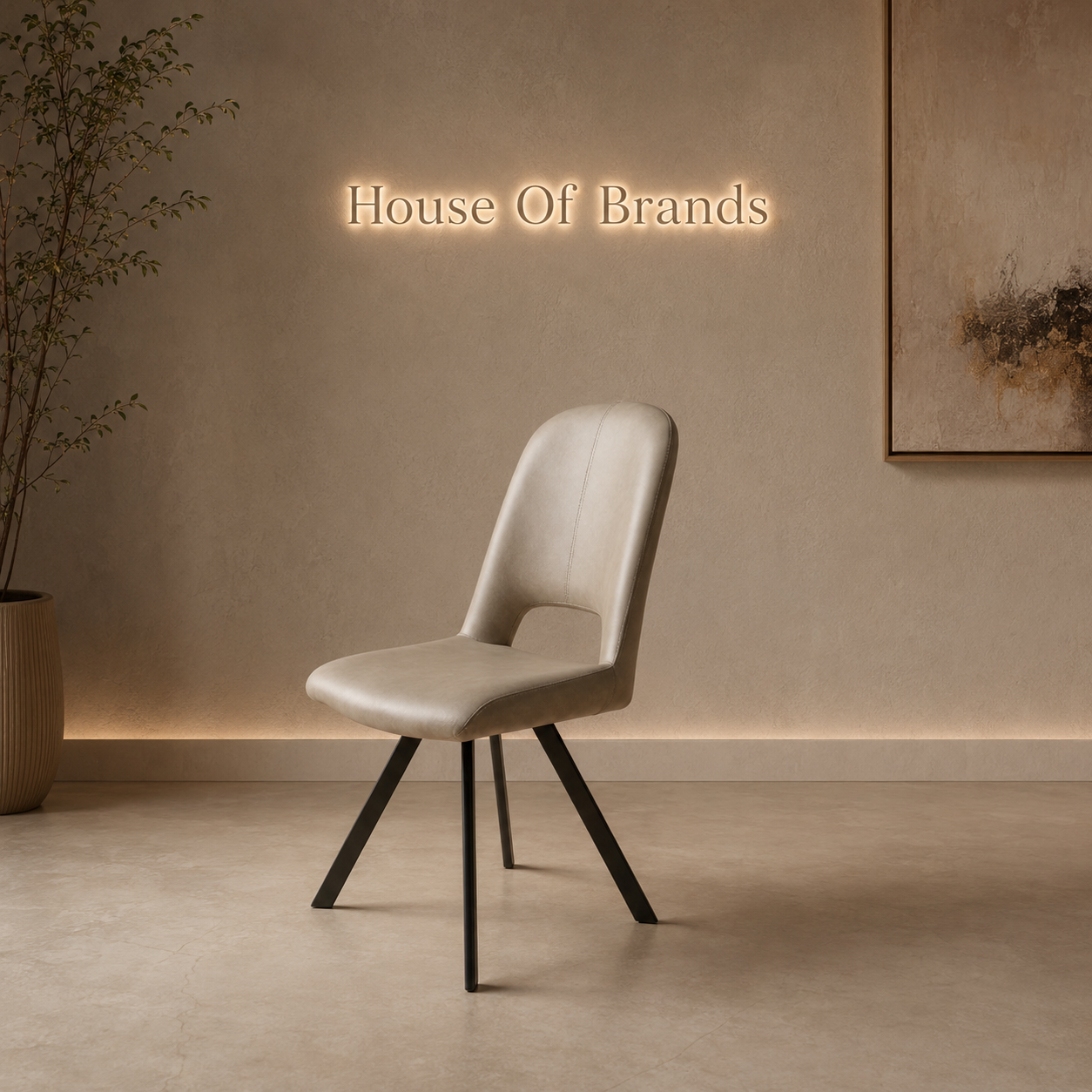 Athena Vintage Beige PU Swivel Dining Chair