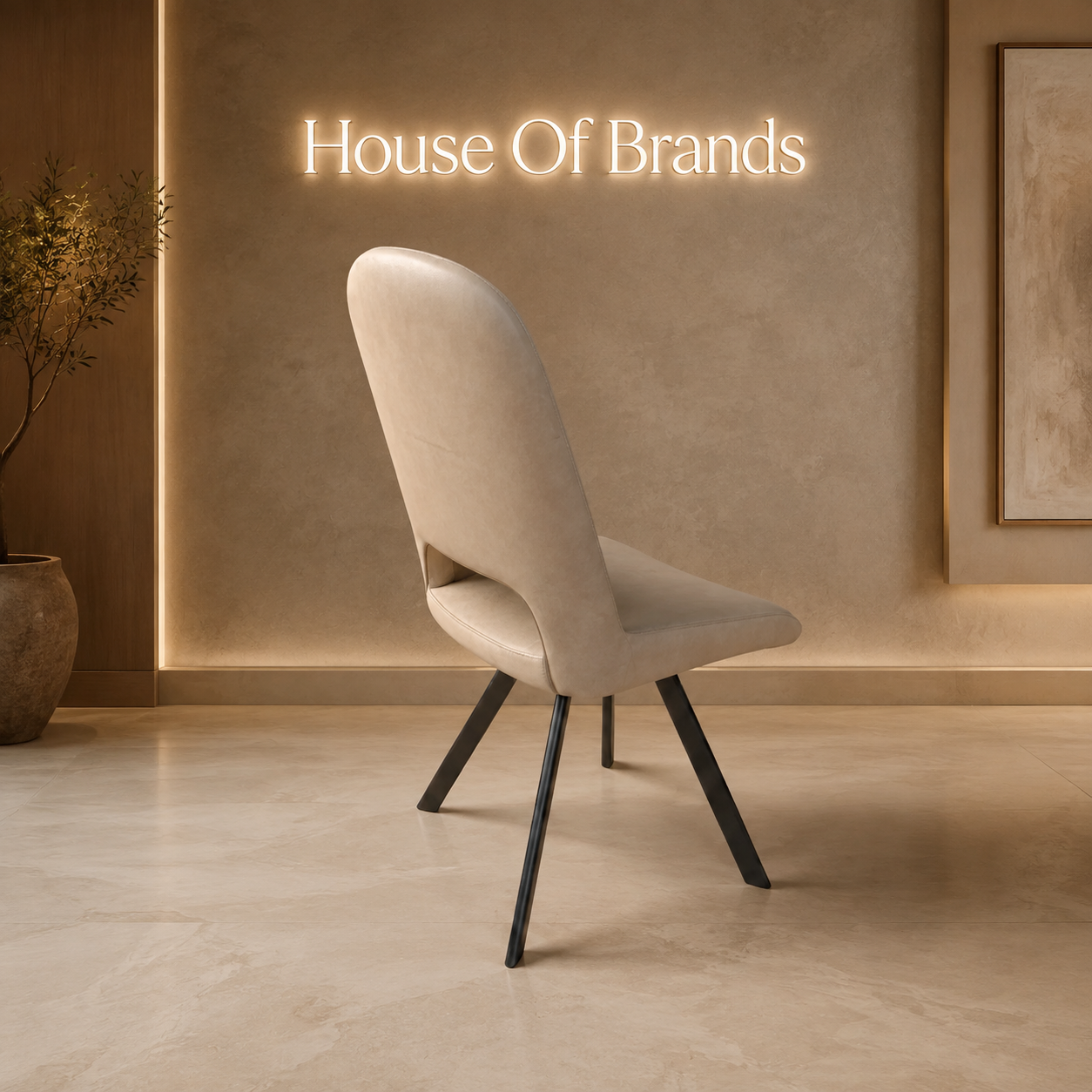 Athena Vintage Beige PU Swivel Dining Chair