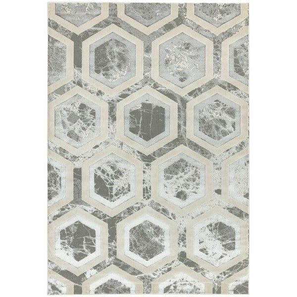 Aurora Crystal AU12 Geometric Rugs in Silver Beige