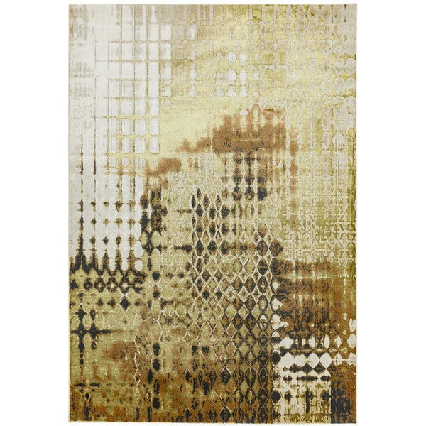 Aurora Diamond AU07 Geometric Rug in Metallic Gold Yellow