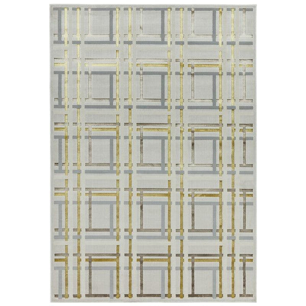 Aurora Elexus AU15 Geometric Rug in Metallic Gold Bronze and Grey