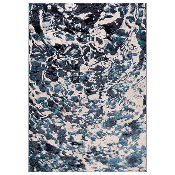 Aurora Blue Foam AU21 Abstract Marble Rug