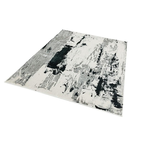 Aurora Glacier AU10 Abstract Rug in Metallic Silver Grey
