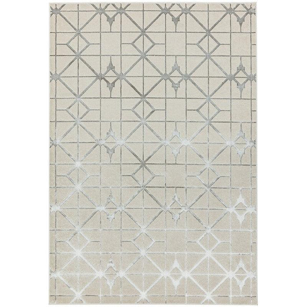 Aurora Lattice AU11 Geometric Rug in Metallic Silver Beige