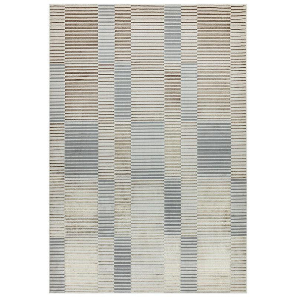 Aurora Ripple AU14 Geometric Rug in Metallic Gold Silver