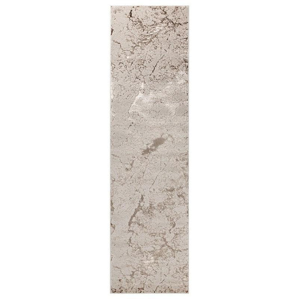 Aurora Strata AU16 Marble Runner Rug in Metallic Beige Bronze and Grey