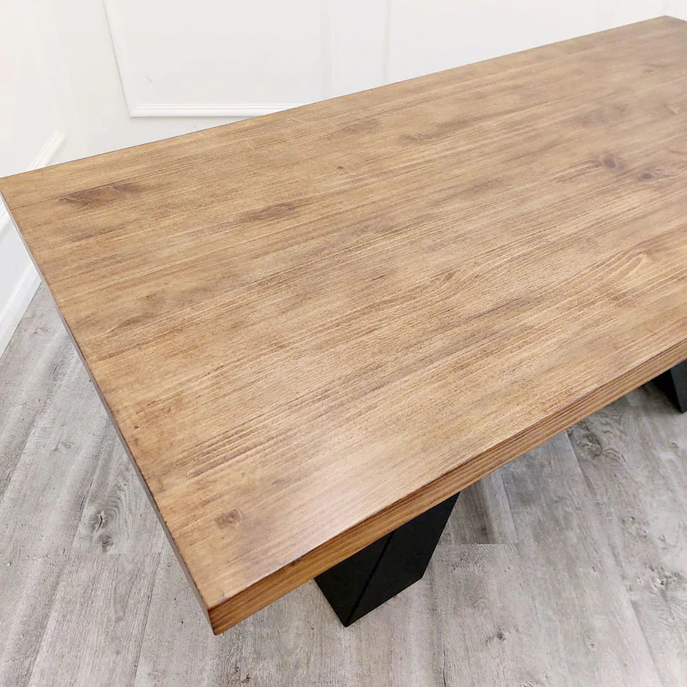 Axel 180cm Solid Wood Dining Table with Matt Black Metal Legs