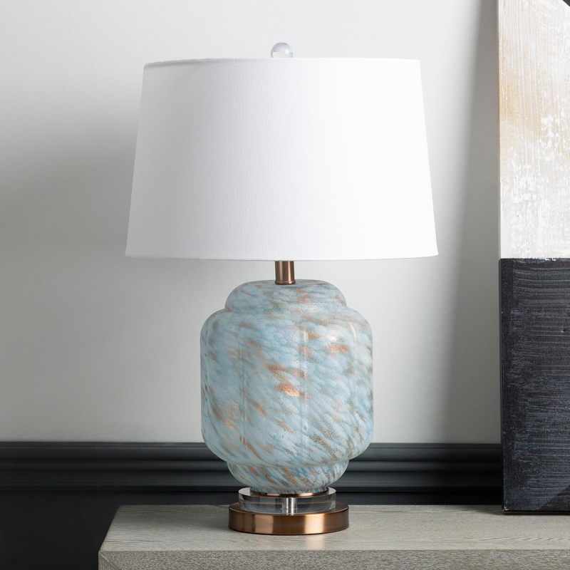 65cm Light Blue Glass Table Lamp
