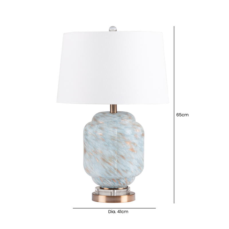 65cm Light Blue Glass Table Lamp
