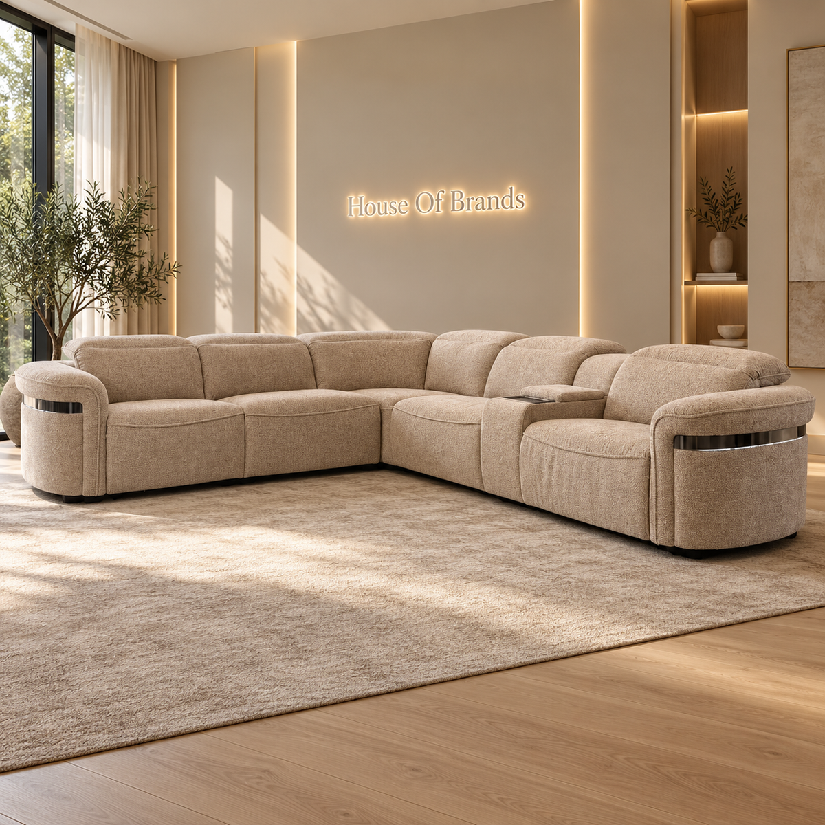 Bicester Beige Modular Electric Recliner Corner Sofa