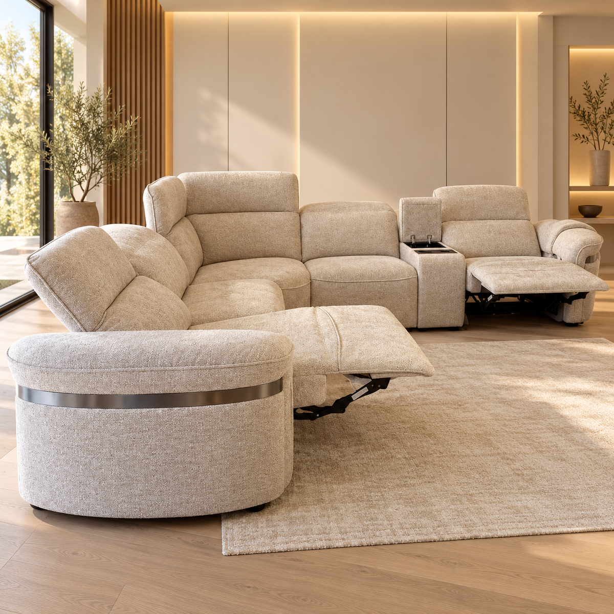 Bicester Beige Modular Electric Recliner Corner Sofa