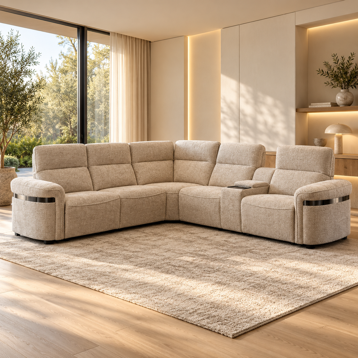 Bicester Beige Modular Electric Recliner Corner Sofa