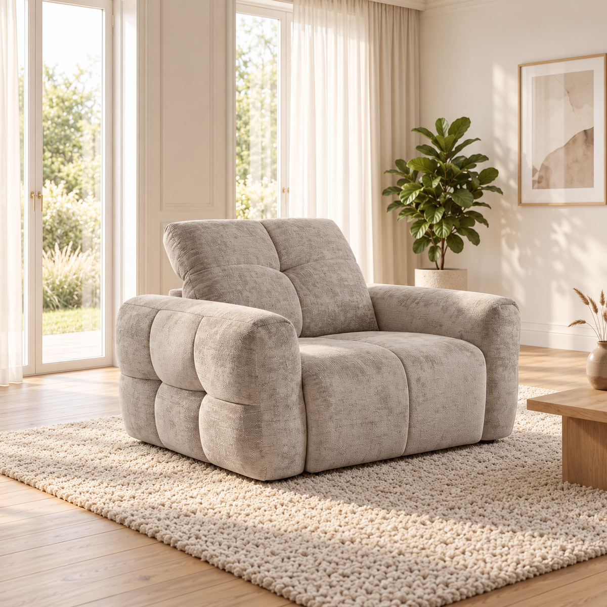 Faringdon Beige Electric Recliner Sofa Set
