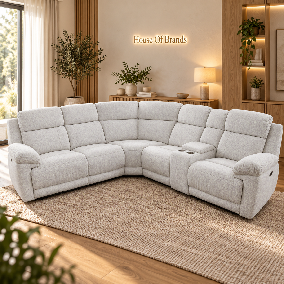 Owen Beige Electric Recliner Modular Corner Sofa