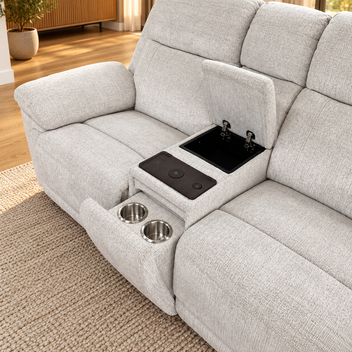 Lyra Electric Recliner Beige Sofa Set