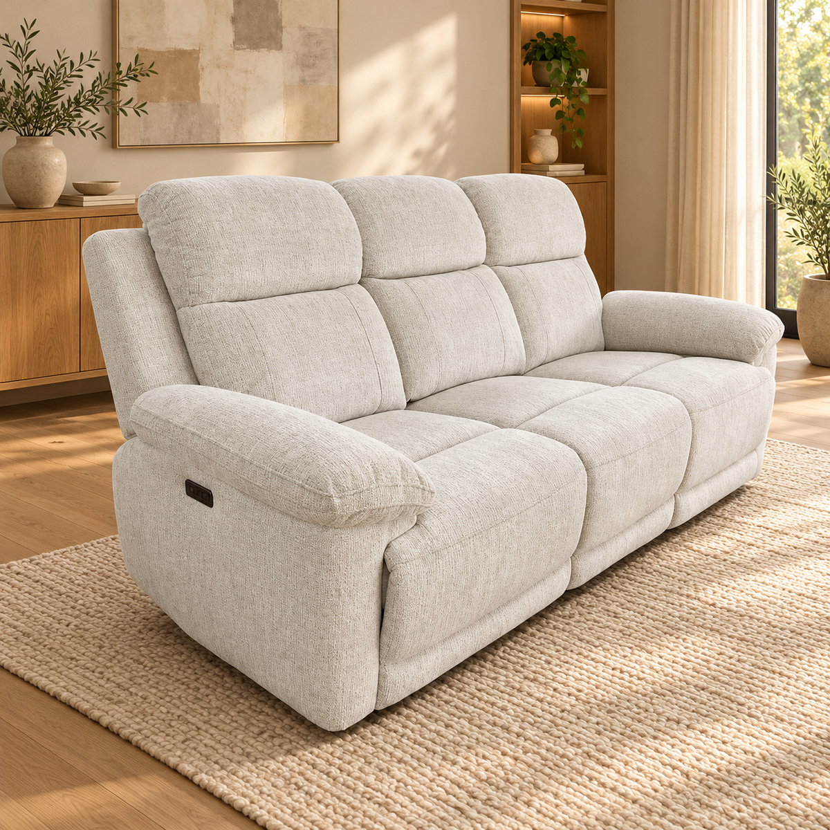 Lyra Electric Recliner Beige Sofa Set