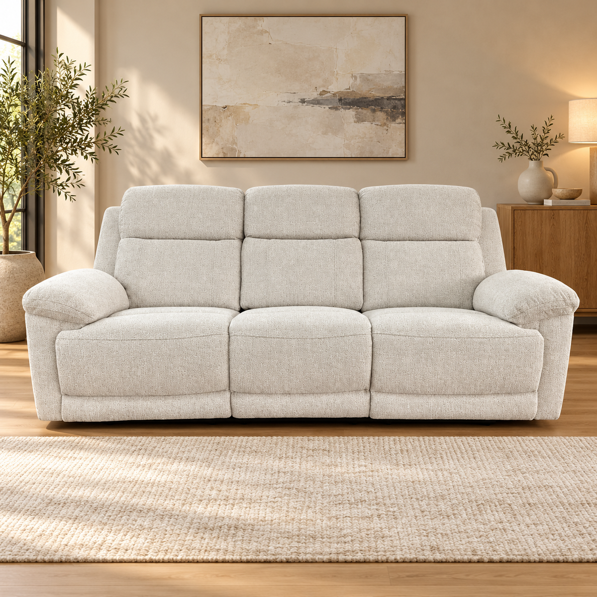 Lyra Electric Recliner Beige Sofa Set