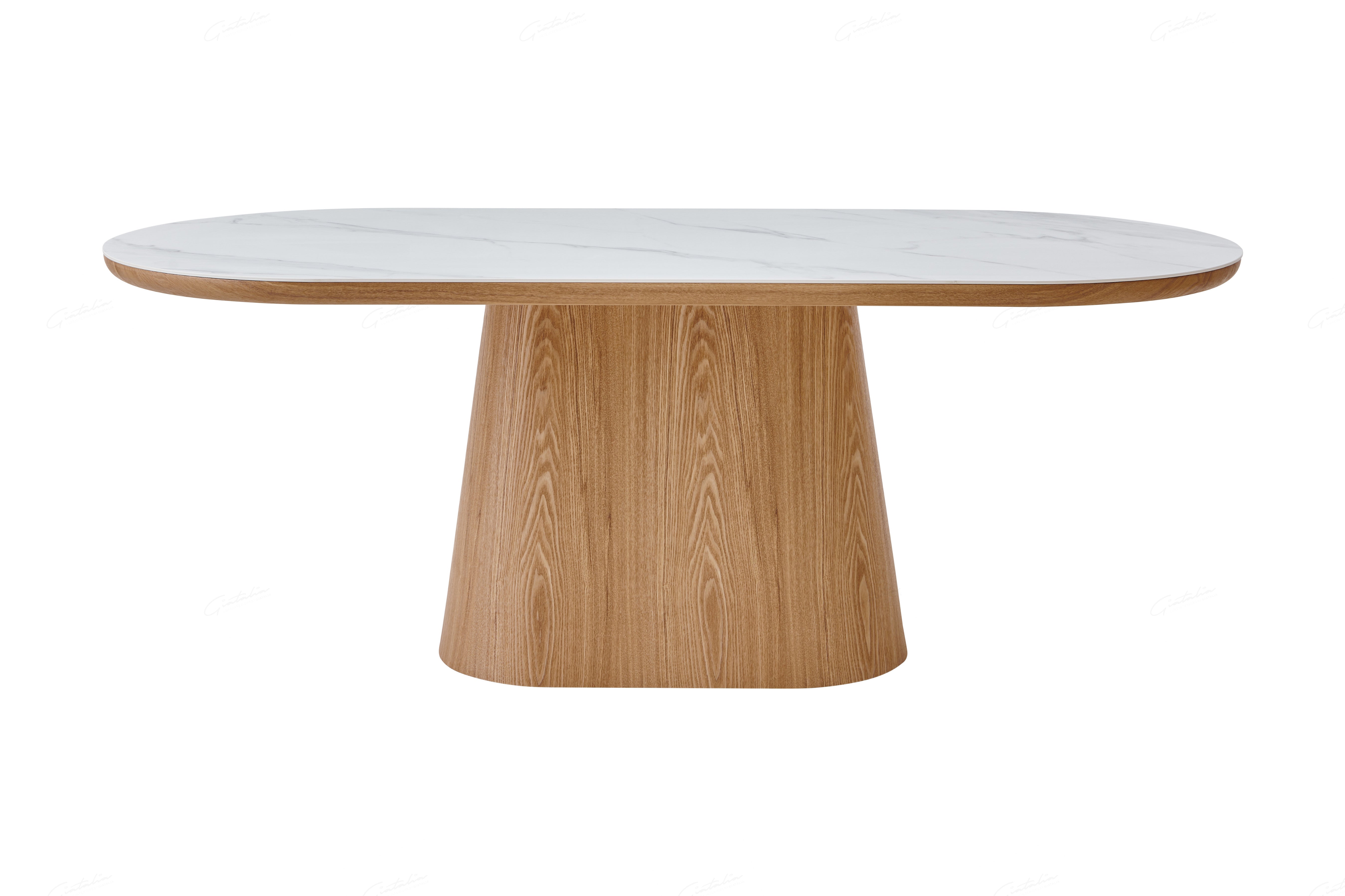 Bianca Oval Dining Table - Walnut & White Sintered Stone
