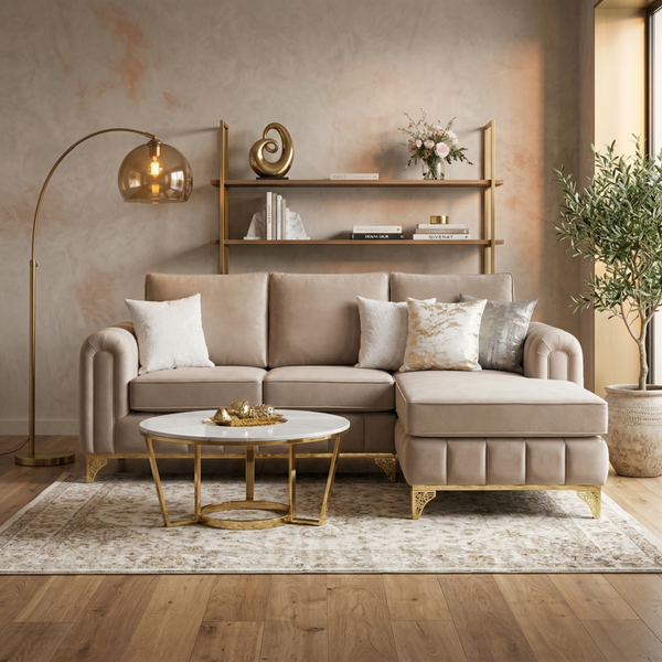 Brooklyn Gold L- Shape Corner Sofa