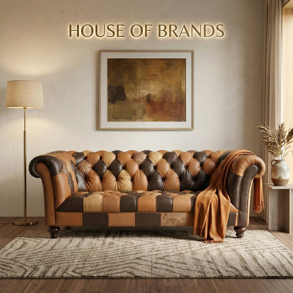 Brown Patchwork Leather Sofa