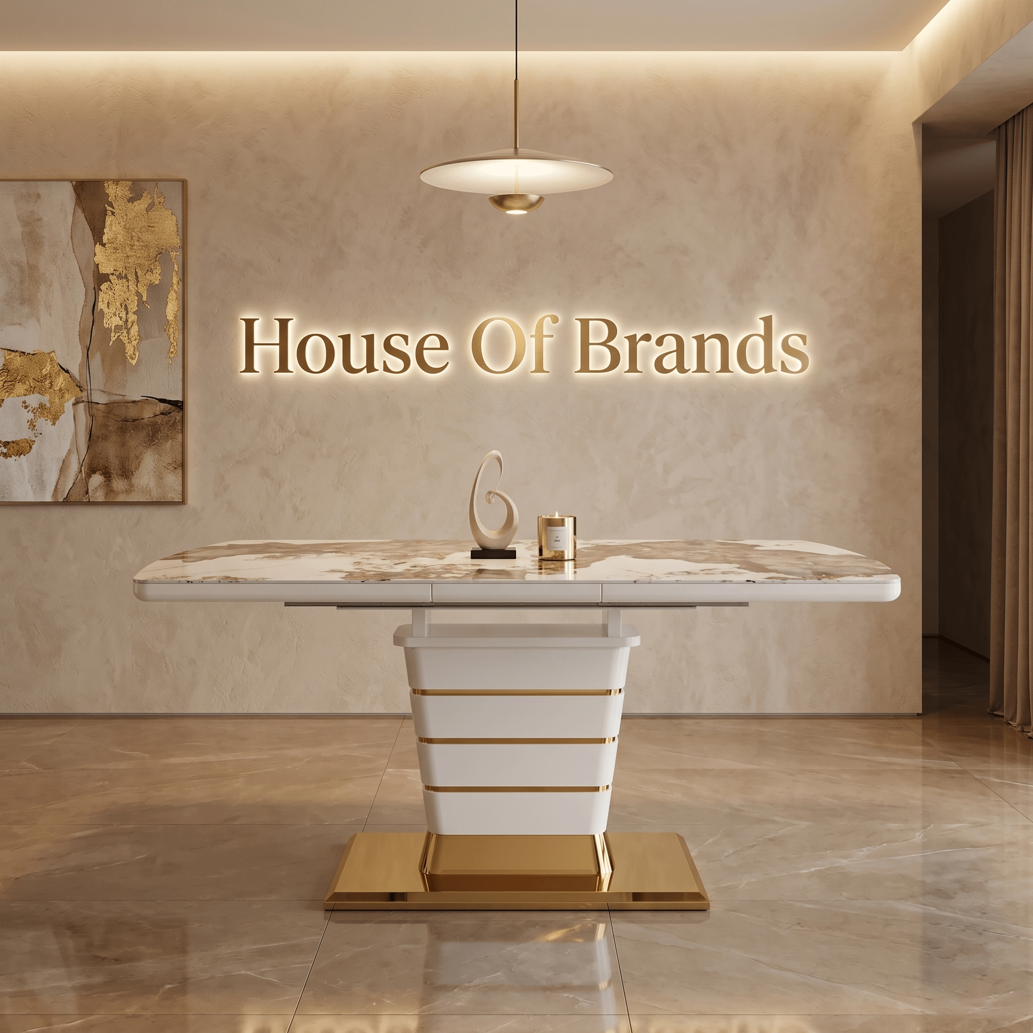 Camden Cappuccino & Gold Extendable Dining Table