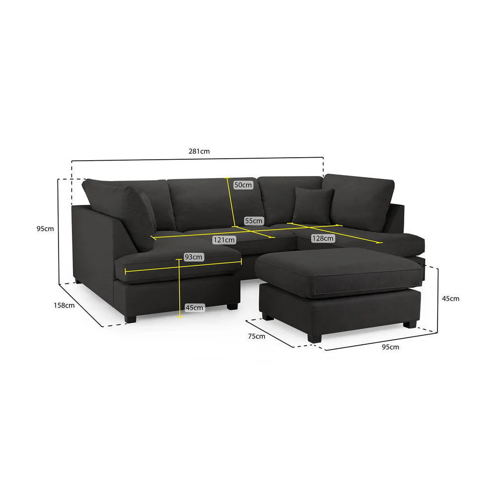 Camden U-Shape Corner Sofa with Footstool