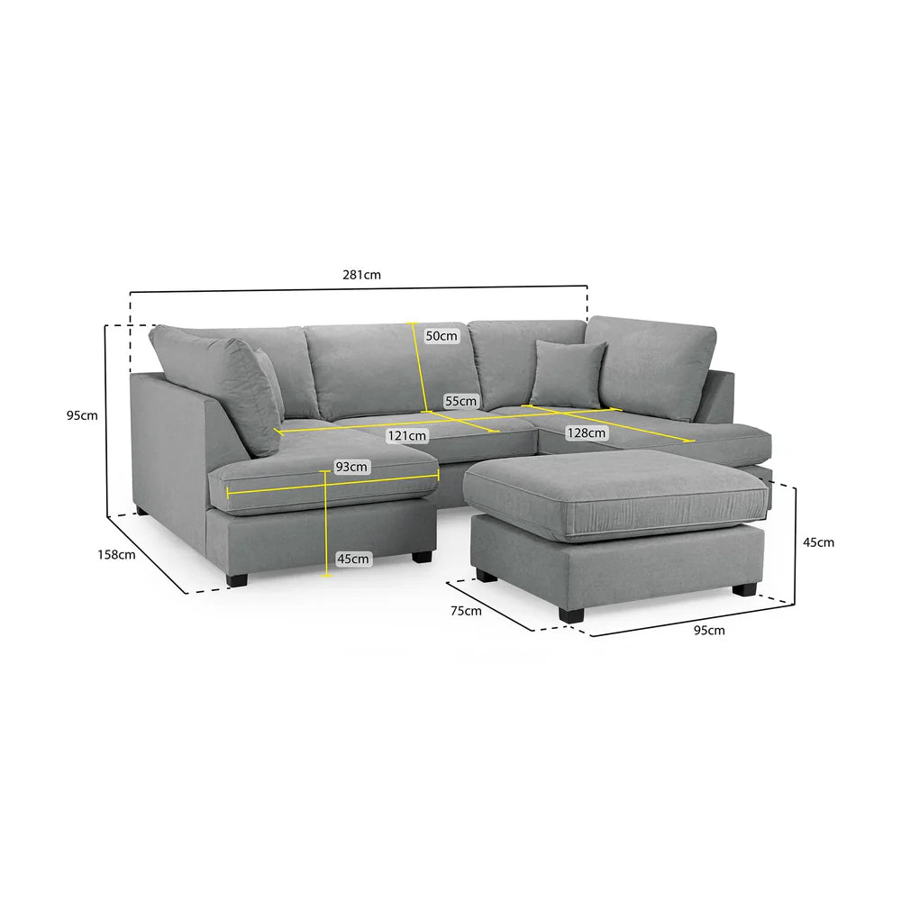 Camden U-Shape Corner Sofa with Footstool