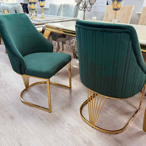 Carlton Green & Gold Plush Velvet Dining Chair