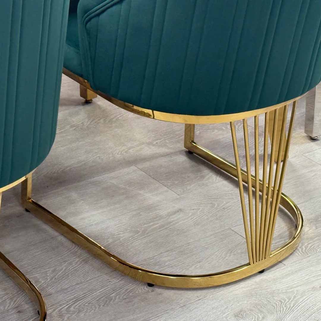 Carlton Green & Gold Plush Velvet Dining Chair