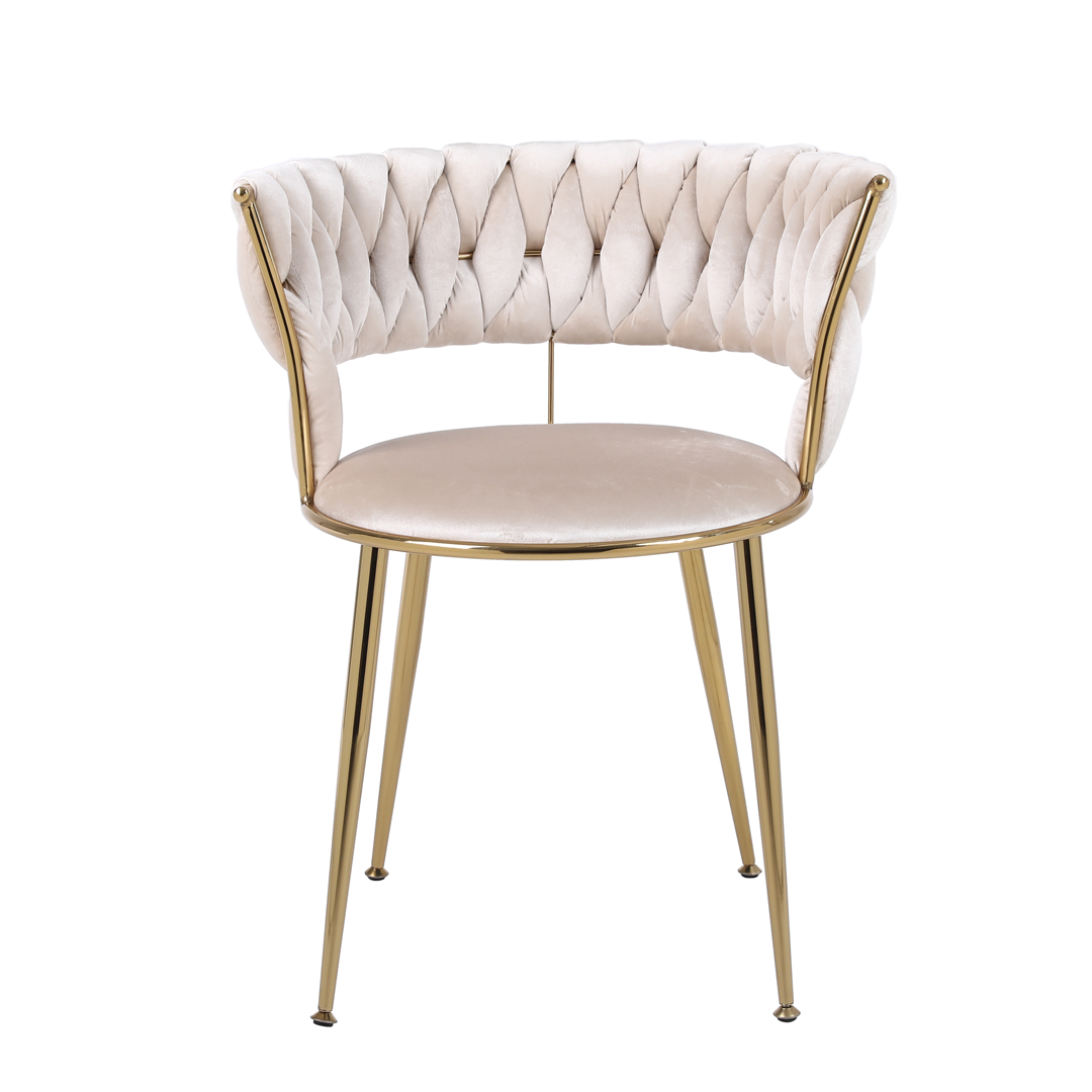 Rosalia Square White Marble & Gold Dining Set With 4 Carmella Chairs