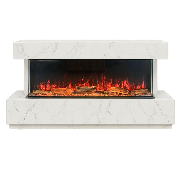 Hestia 1562 Electric Fire & Solace Marble Media Wall Suite Carrara White (Medium)