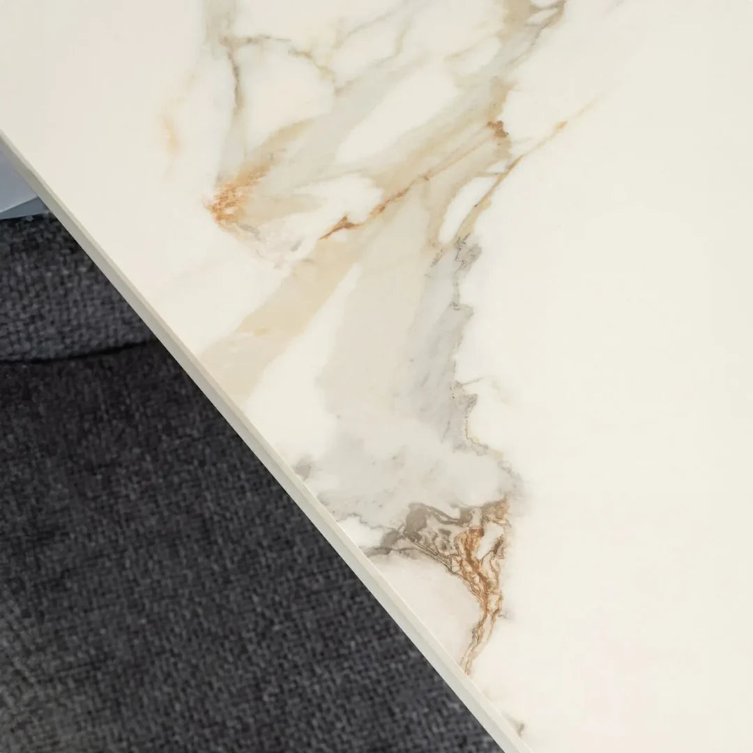 Caso 180-280cm White Kass Gold Ceramic Extendable Dining Table