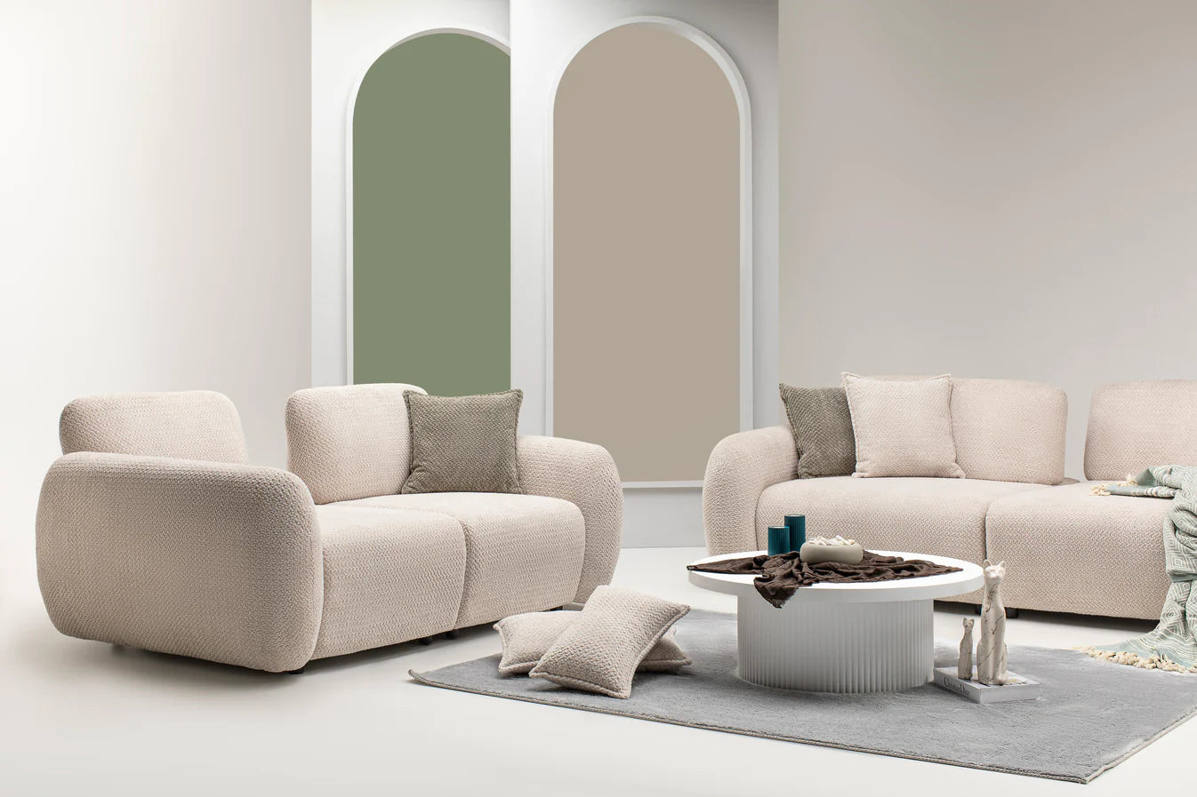 Cassa Cream Sofa Bed Set 3+2