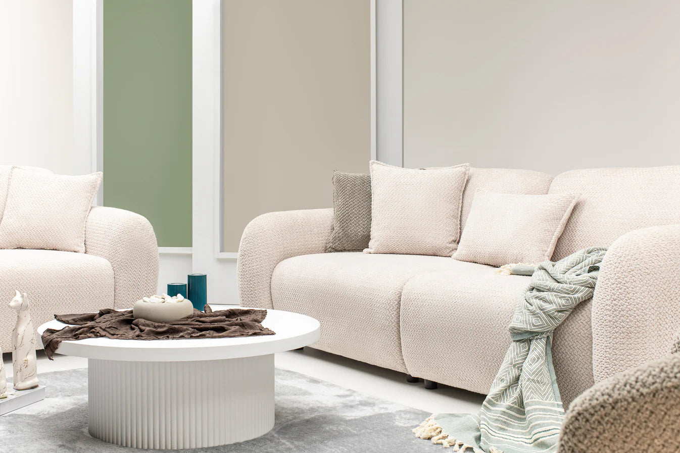 Cassa Cream Sofa Bed Set 3+2