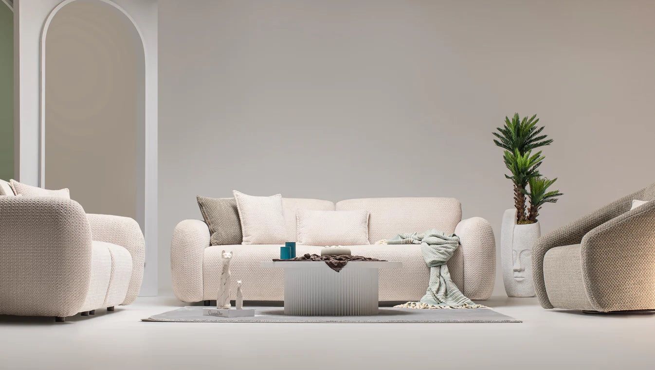 Cassa Cream Sofa Bed Set 3+2