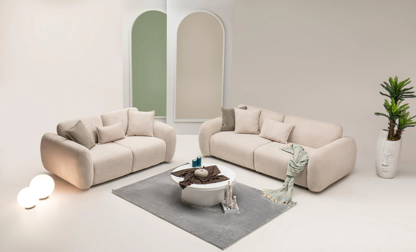 Cassa Cream Sofa Bed Set 3+2