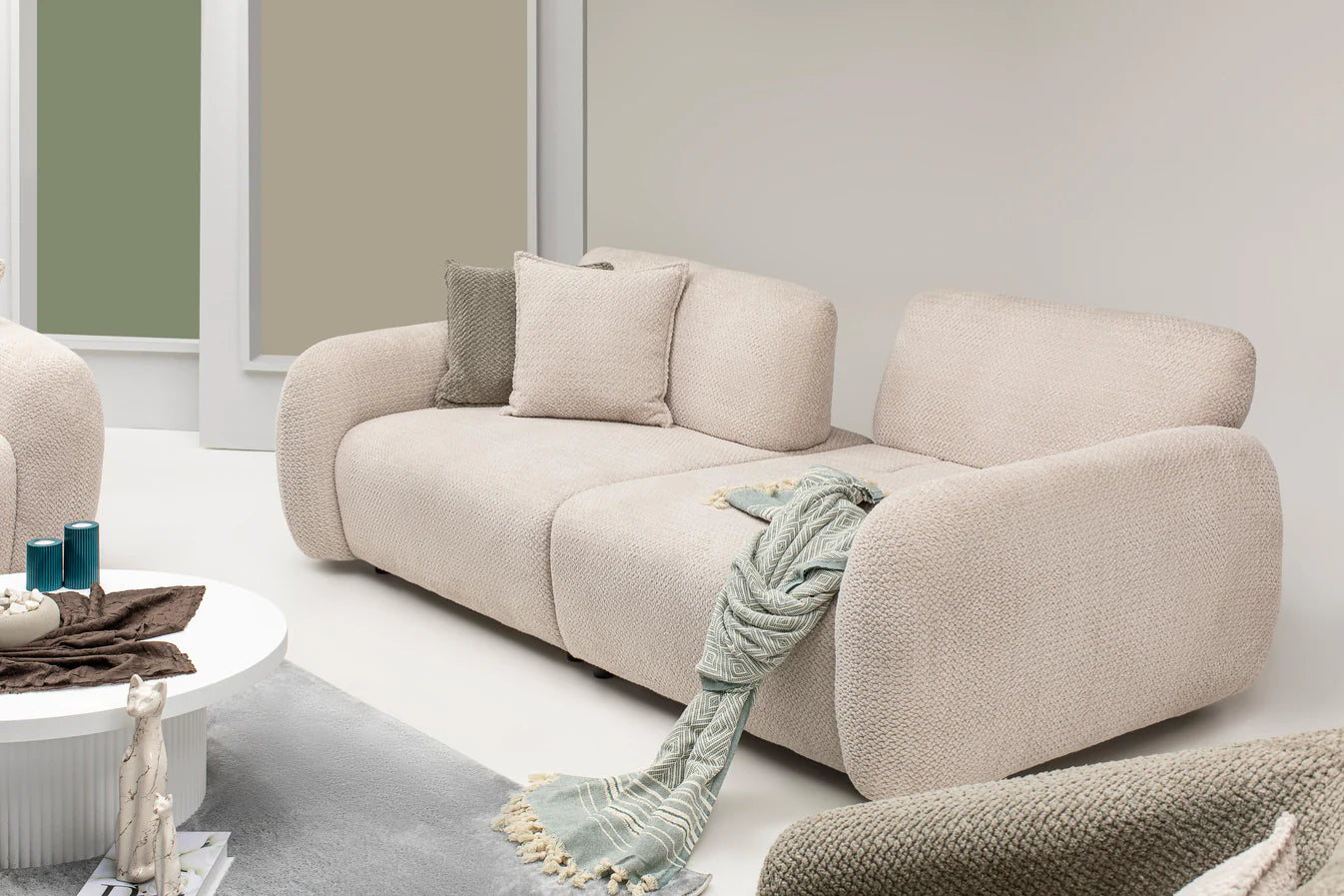 Cassa Cream Sofa Bed Set 3+2
