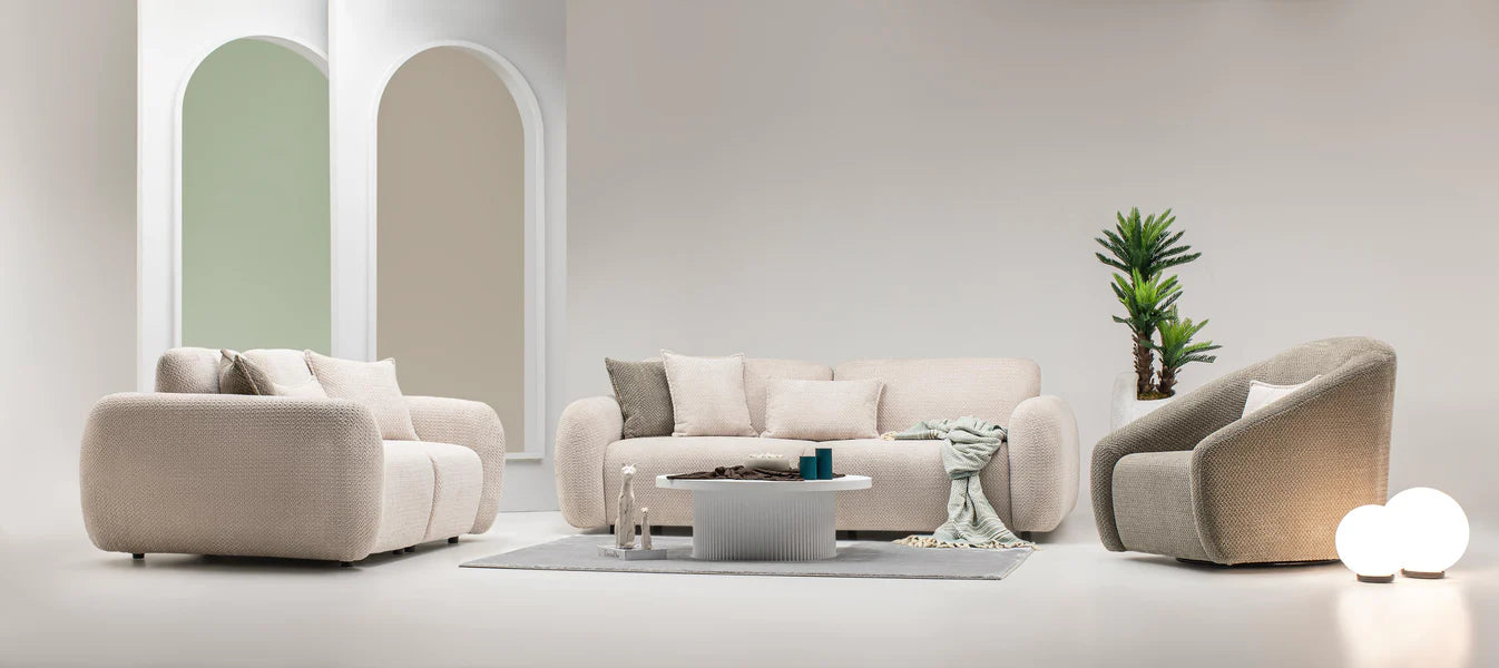 Cassa Cream Sofa Bed Set 3+2