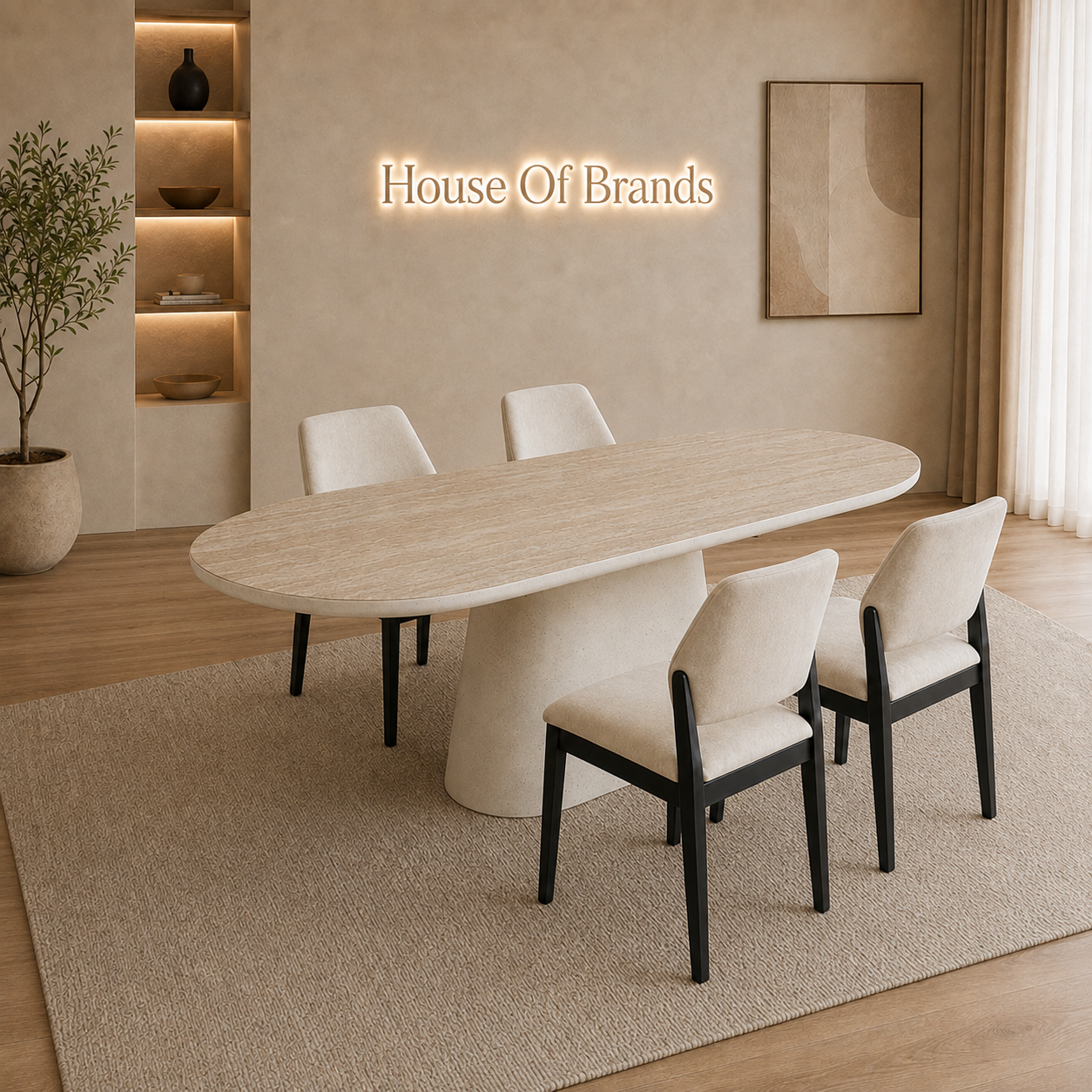 Celie 160cm Dining Set with 4 Mia Cream Chairs