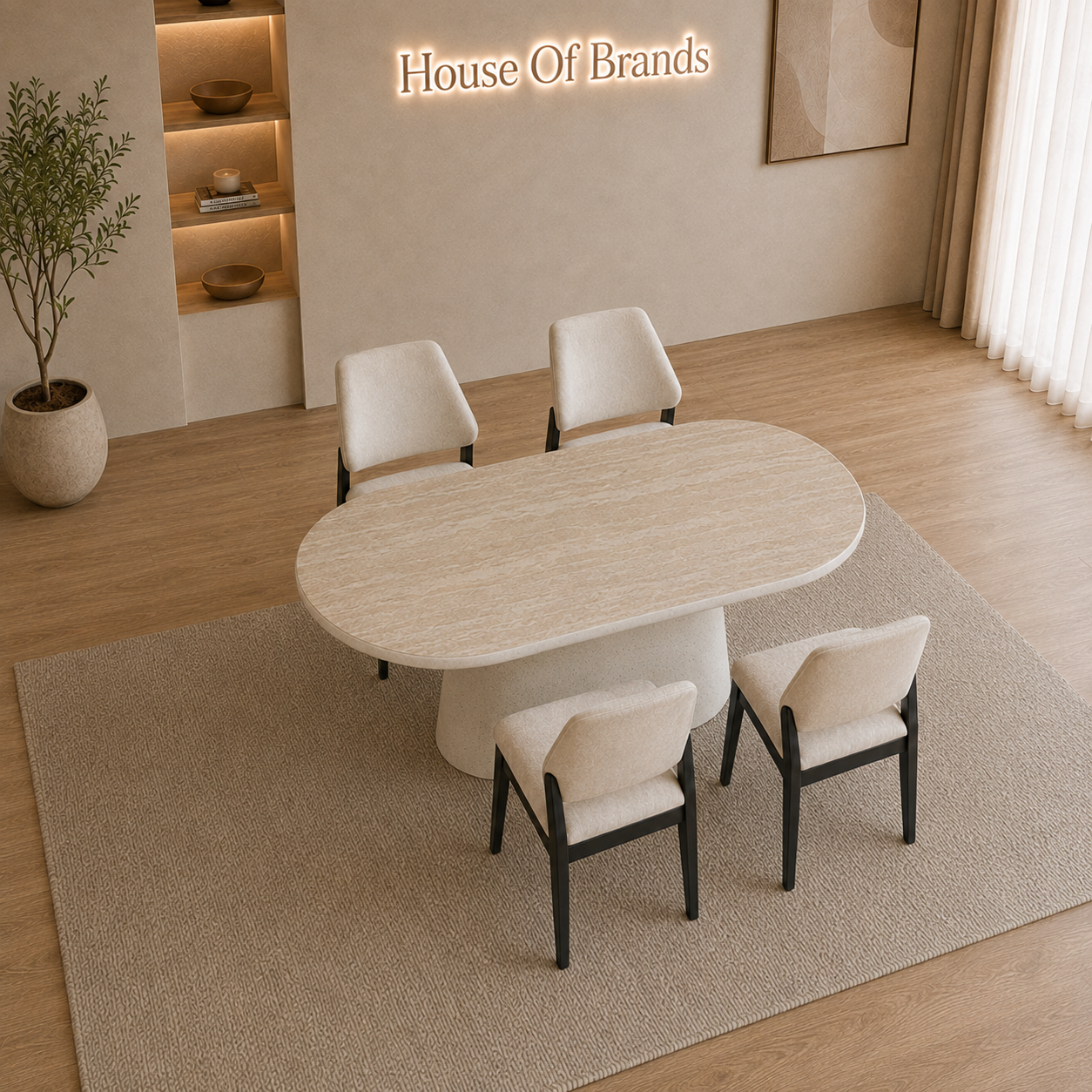 Celie 160cm Dining Set with 4 Mia Cream Chairs